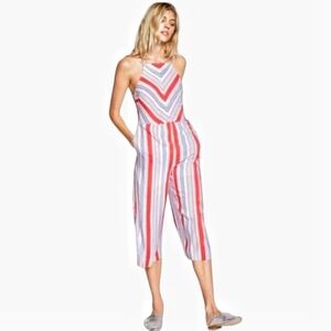 Express - Striped Cropped Jumpsuit